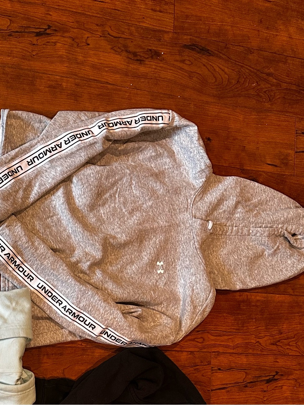 Under Armour Gray cropped Hooded Sweatshirt with Logo Tape